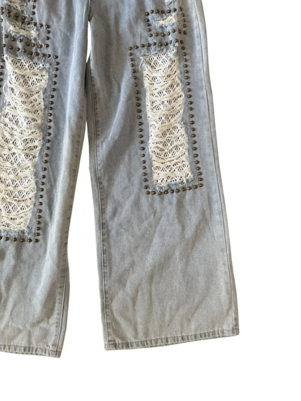 POL Denim Lace Wide Leg Jeans Size Small Womens - Picture 6 of 7